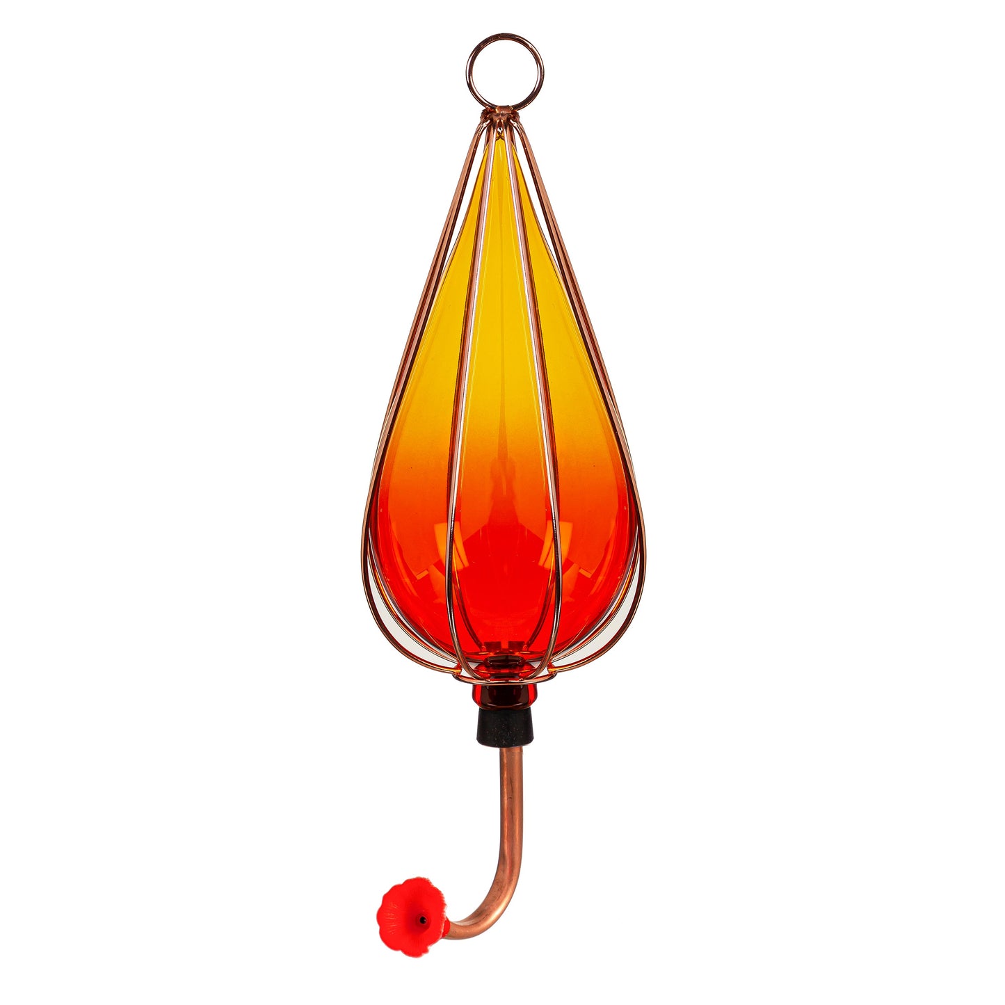 Red Ombre Art Glass Hummingbird Feeder