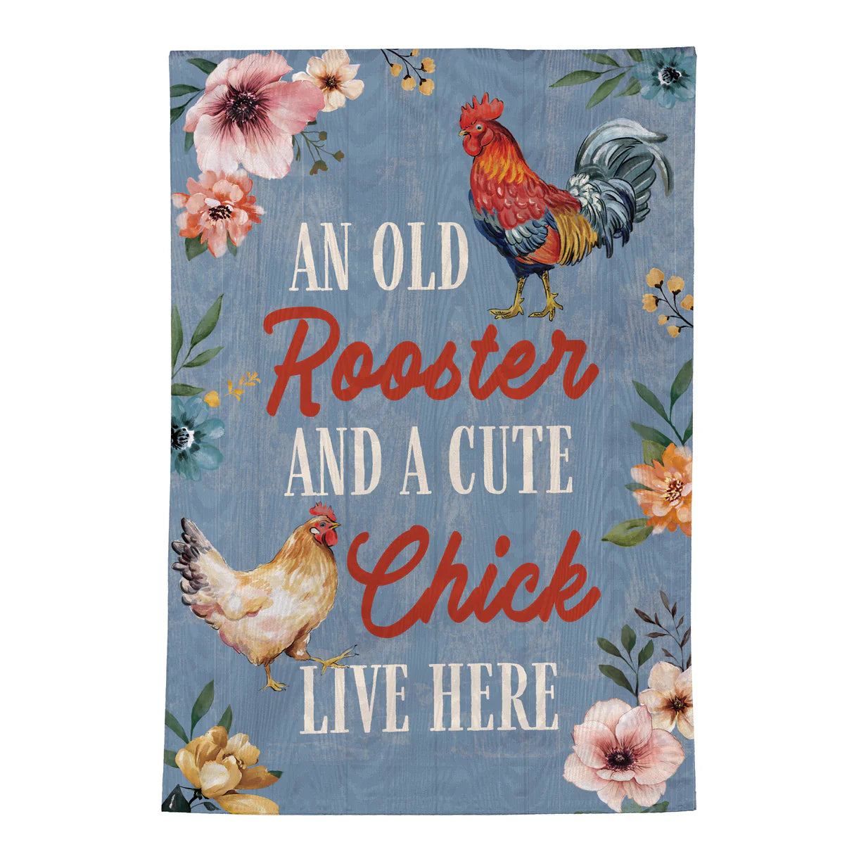 Rooster and Chick Moire Garden Flag