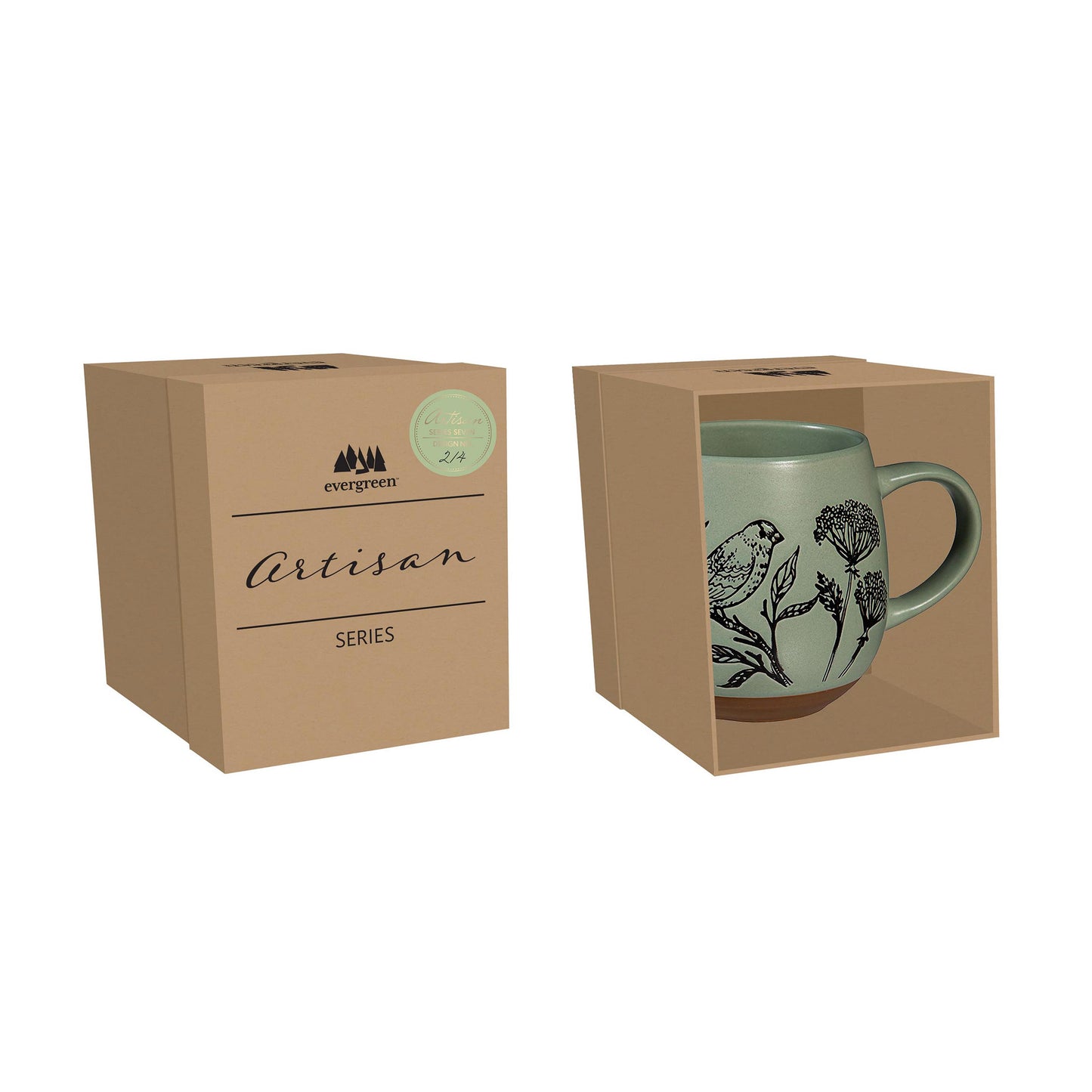 Artisan Series VII Green Ceramic Cup, 15oz, Giftbox