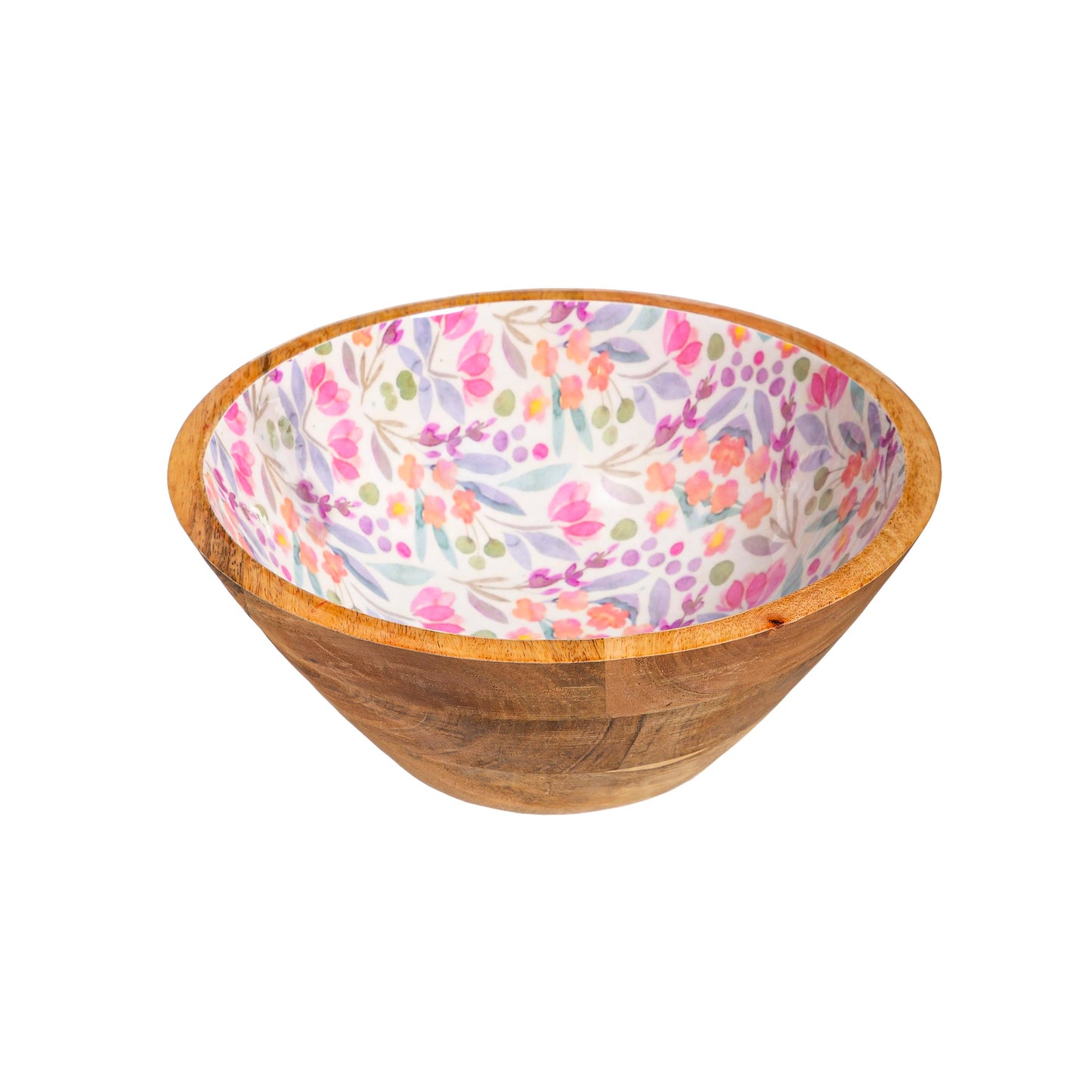 Petal Paradise Medium Wood Bowl