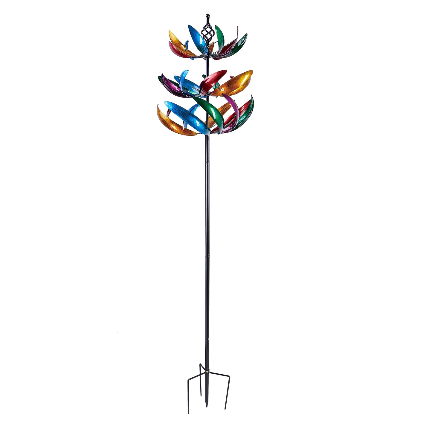 84"H Three-Tiered Wind Spinner, Multi-Colored