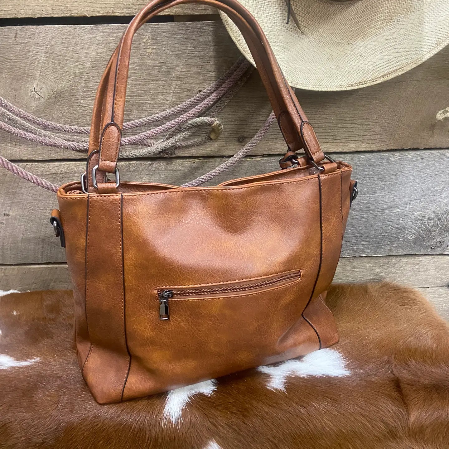 Texas Western Cowhide Purse Shoulder Bag Tote-Trendy