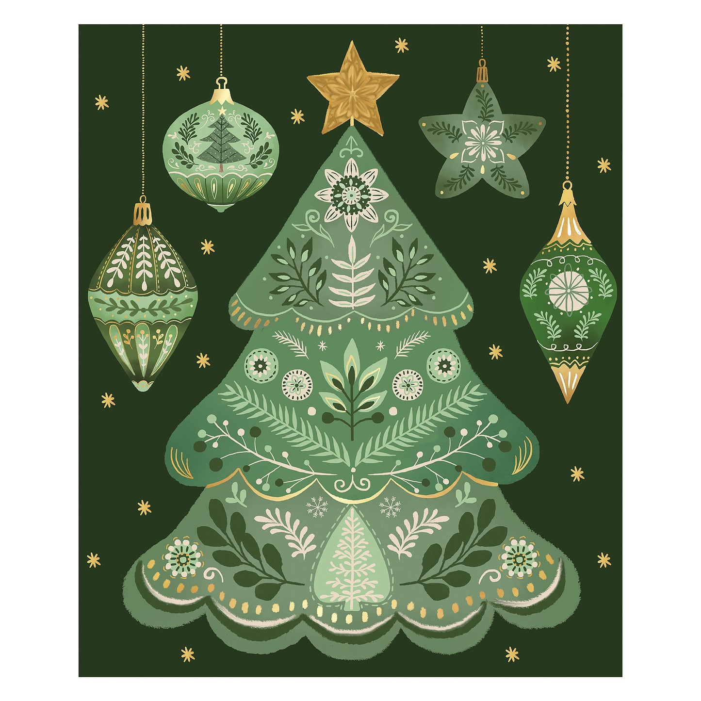Shades of Green Plush Blanket, Christmas Tree