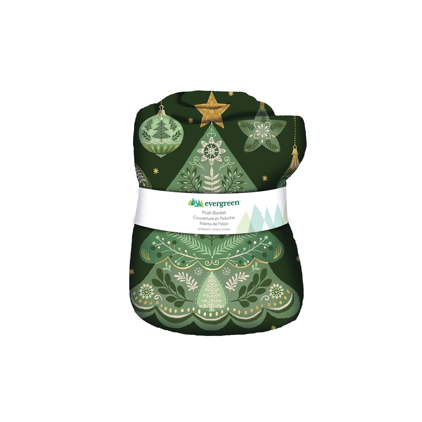 Shades of Green Plush Blanket, Christmas Tree