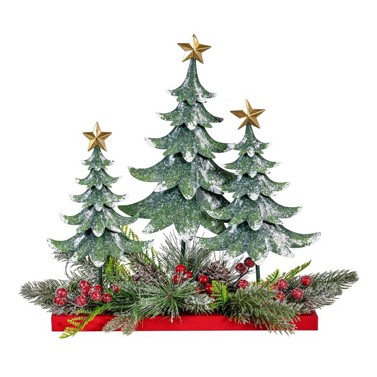 Joyful Traditions Table Décor Metal Christmas Trees with Artificial, 18"L