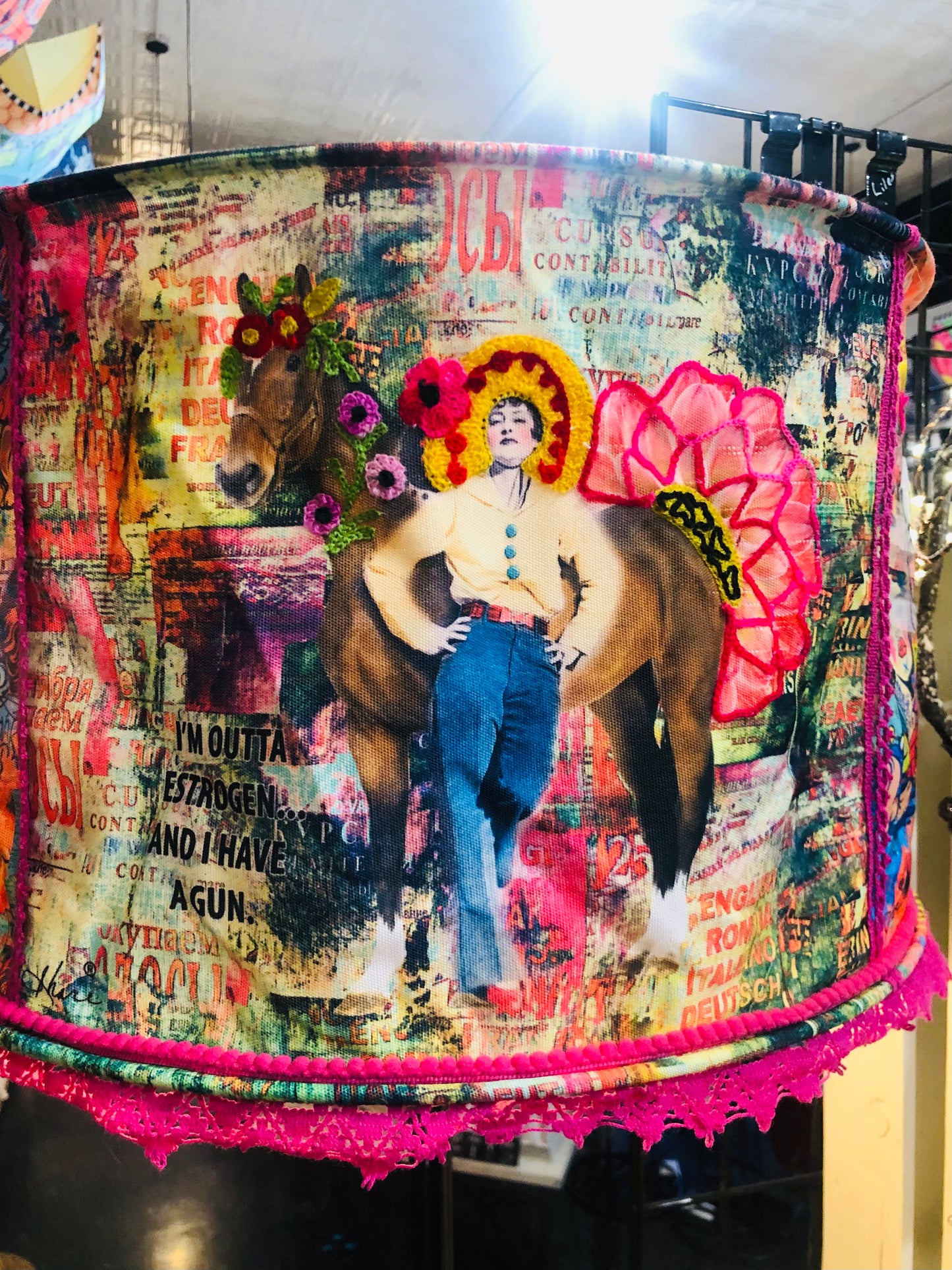 Sherry Jenking Cowgirl Embroidered Collapsible Lampshade