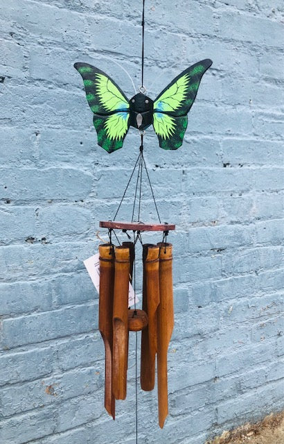 Green Butterfly Bamboo Wind Chimes