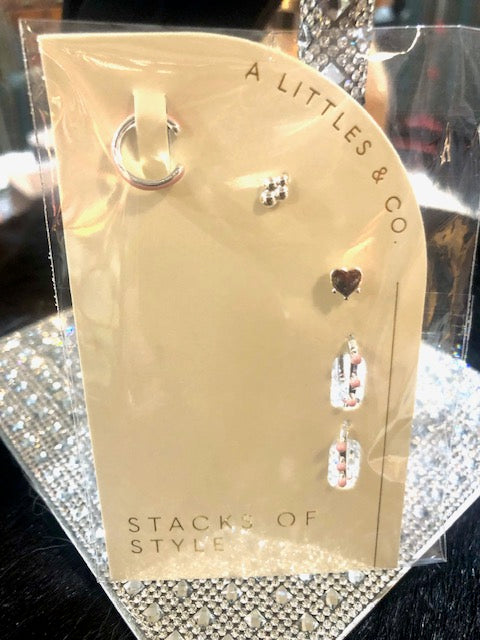 A Littles & Co. Stacks of Style Pink/Silver Earrings