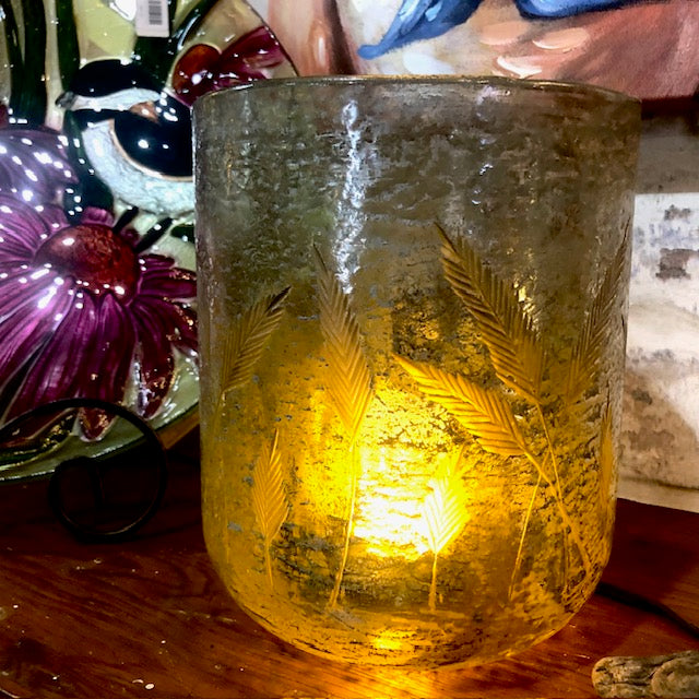 Candle Holder With Wheat Design