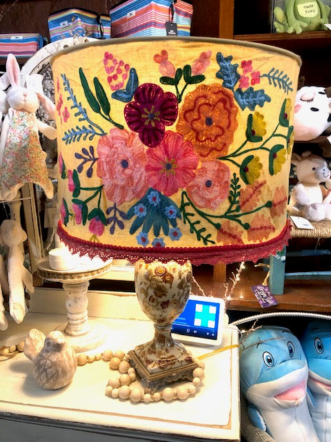 Natural Chambre Embroidered Collapsible Lamp Shade
