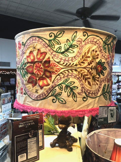 Floral Field Embroidered Collapsible Lamp Shade