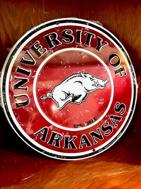 University of Arkansas Razorback Round Sign