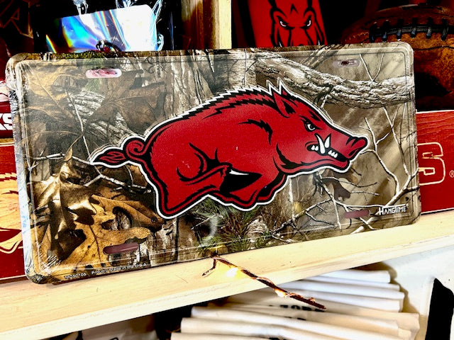 U of A Camo Razorback License Plate