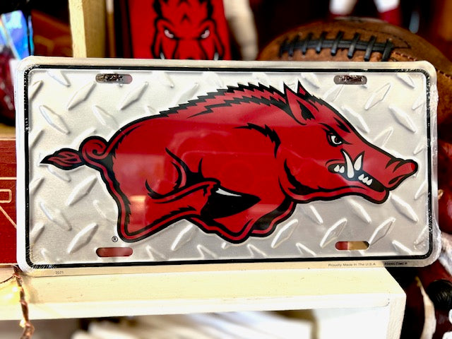 U of A Diamond Embellished Razorback License Plate