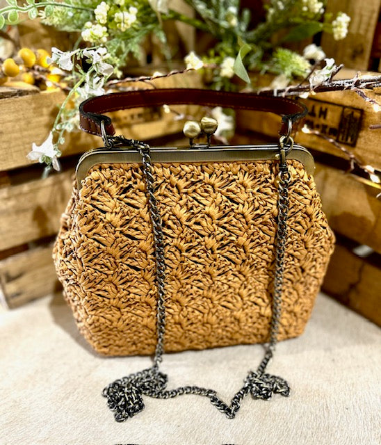 Patricia Nash Elara Frame Specialty Woven Mango Crossbody