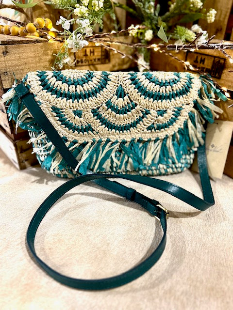 Patricia Nash Loulia Clutch Specialty Woven Aqua Green Crossbody
