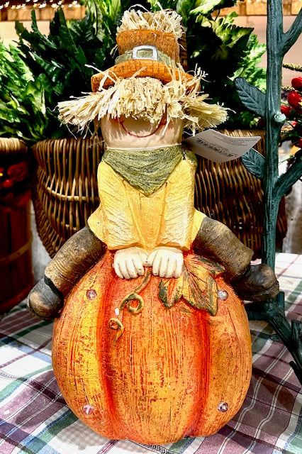 Scarecrow Pumpkin LED Statue