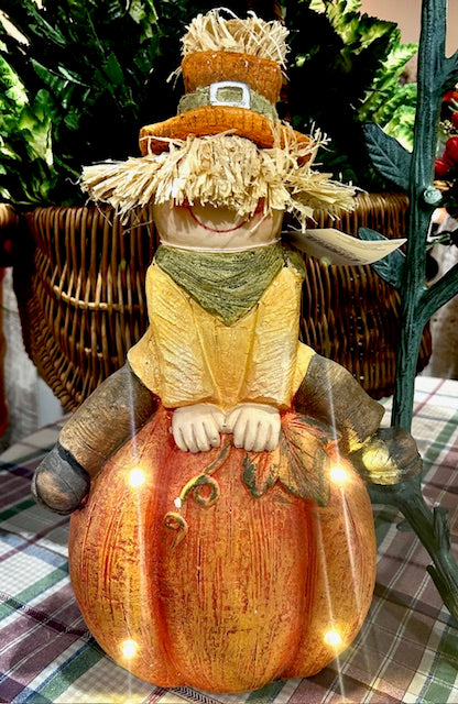 Scarecrow Pumpkin LED Statue