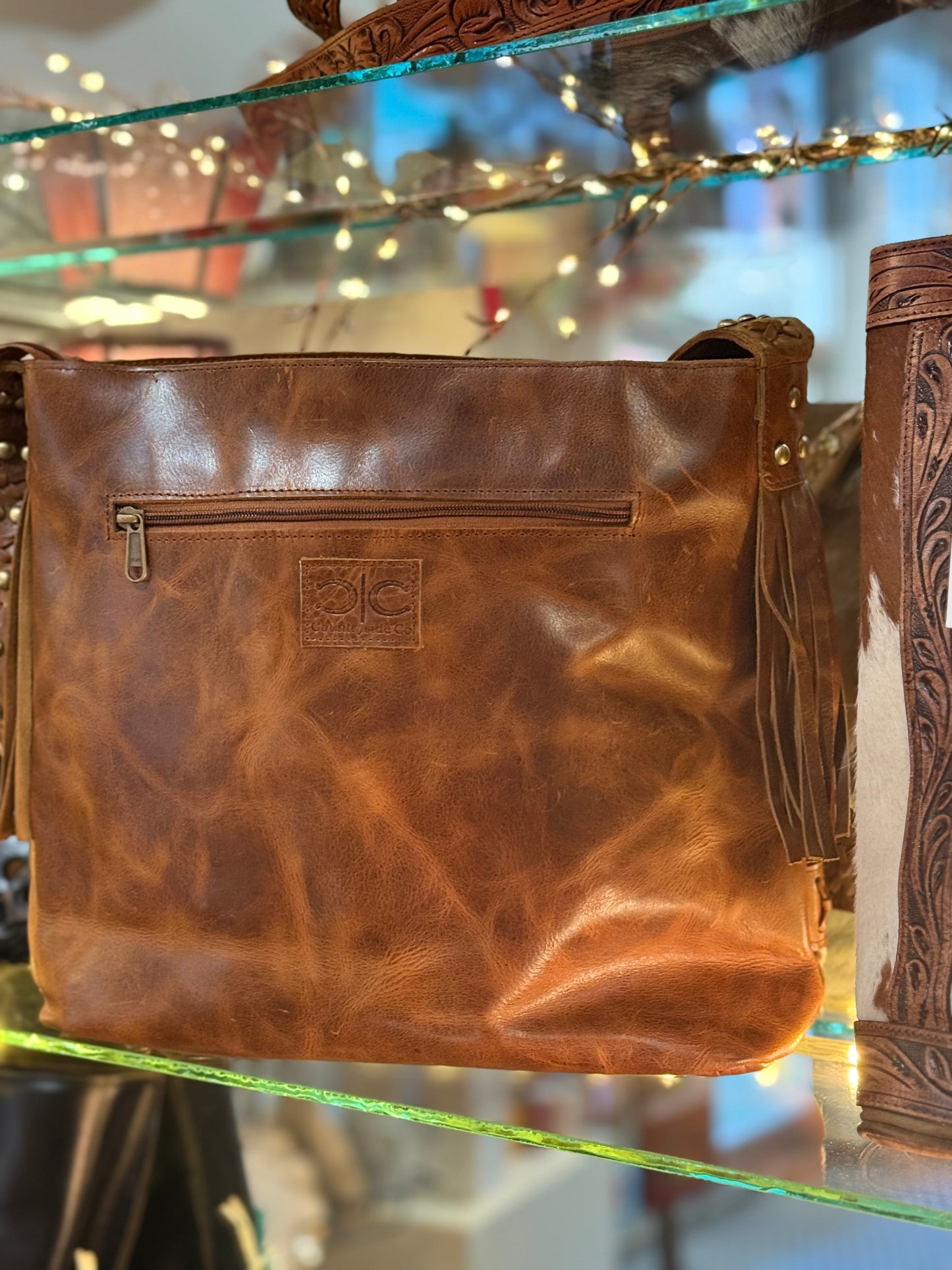 Countryside Co. Cowgirl Cowhide Cross Stitched Genuine Leather Purse