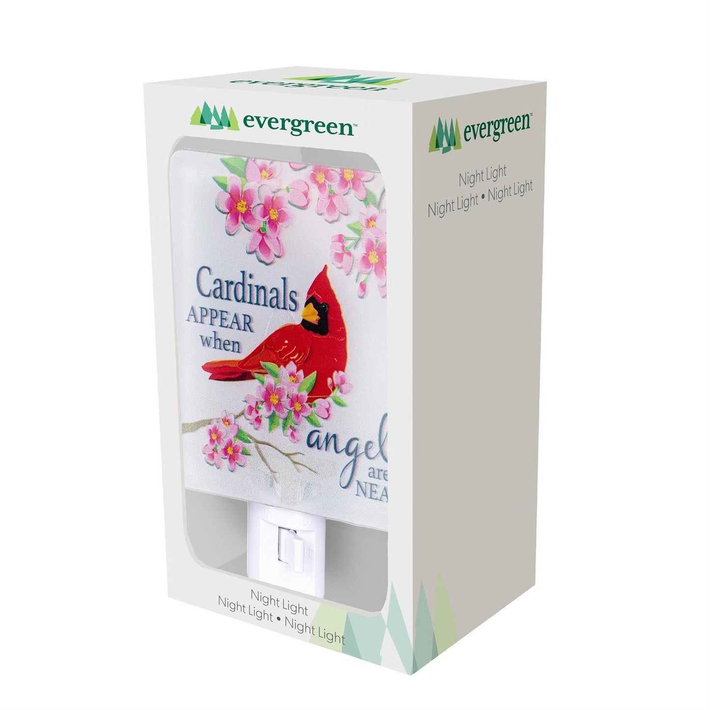 Memorial Nightlight Glass Square "Cardinals Appear When Angels Are Near", 5.25"H