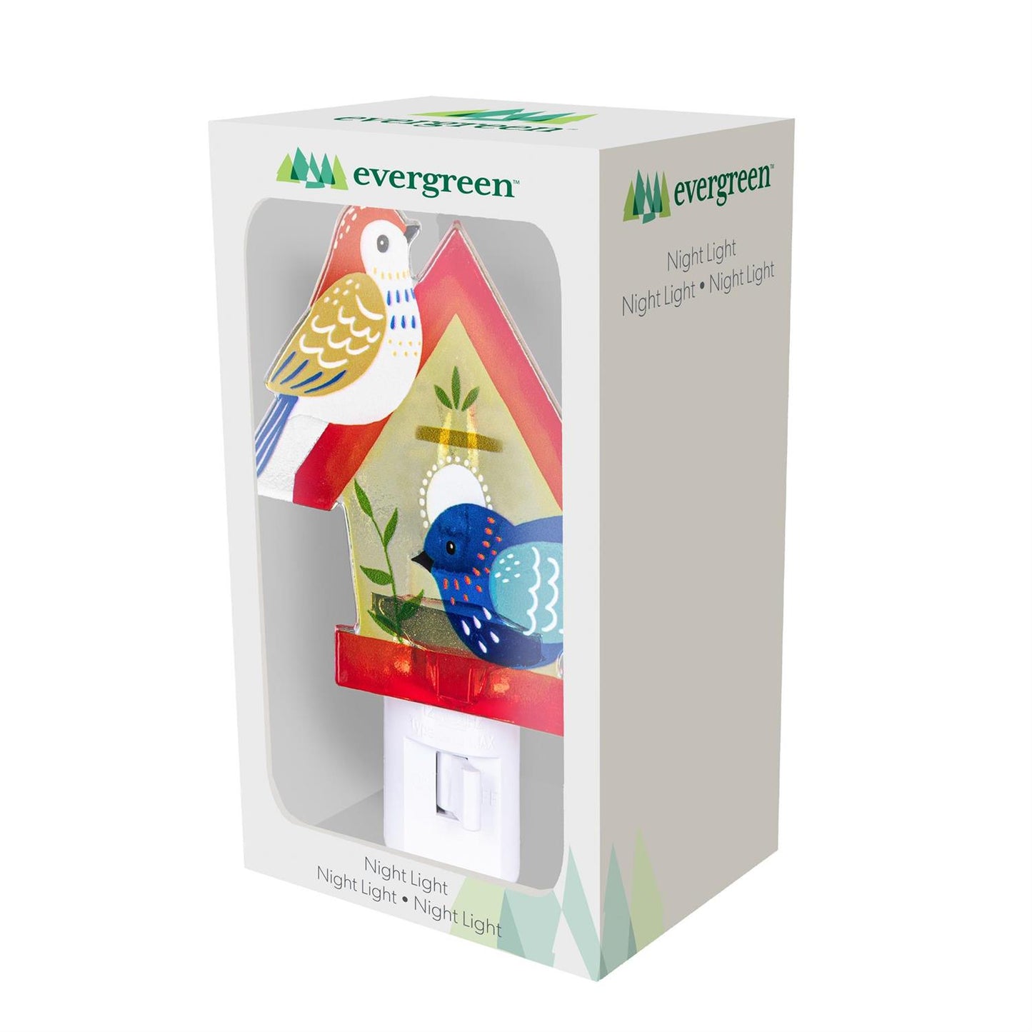 Cottage Garden Nightlight Glass Shaped Birdhouse with Birds, 5.25"H