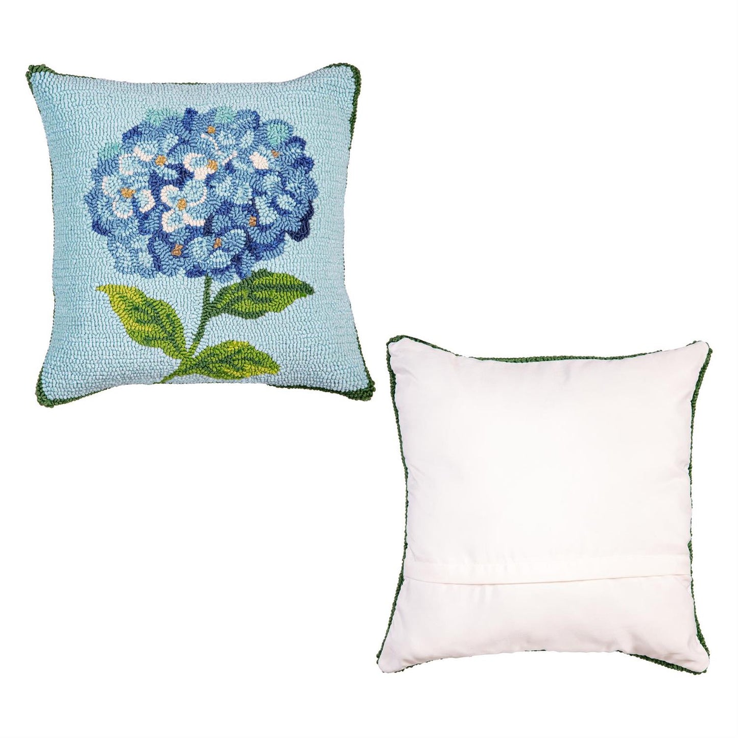 Hydrangea Haven VivaStyle Indoor/Outdoor Hooked Pillow, 18"x18"