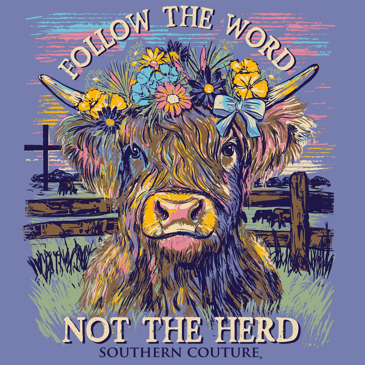 Southern Couture Classic Follow The Word Cow - Violet
