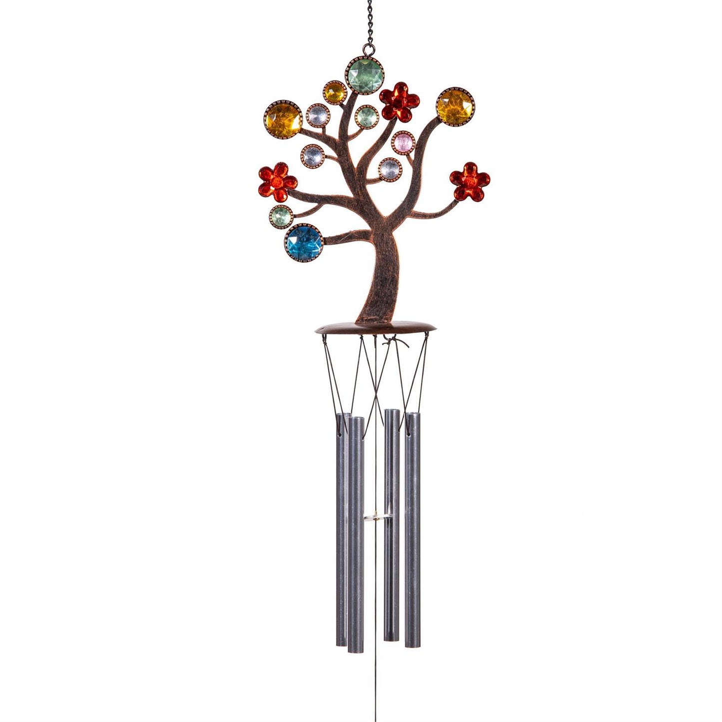 Metal Jeweled Tree of Life Wind Chime 34"