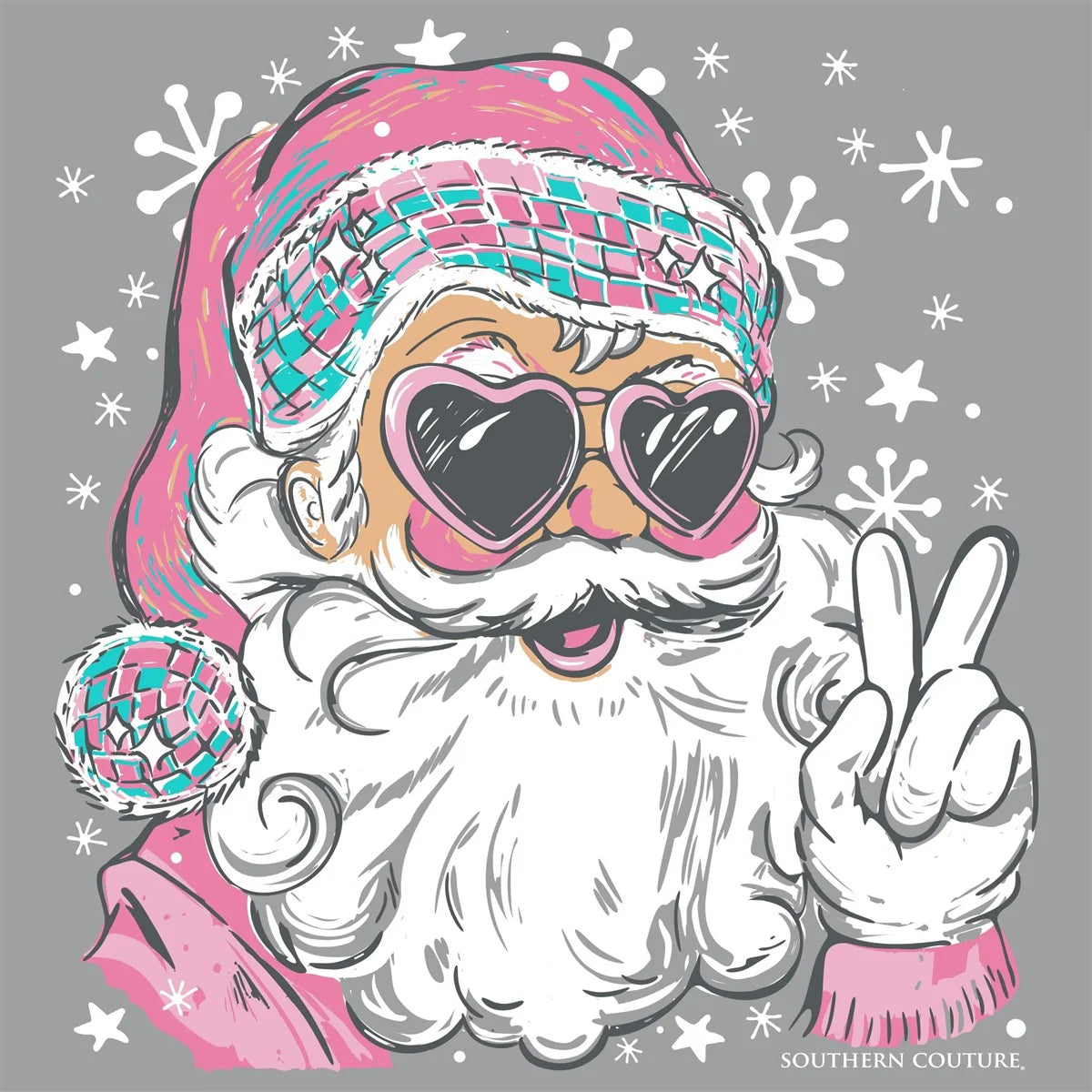 Southern Couture Soft Disco Santa Holiday T-Shirt