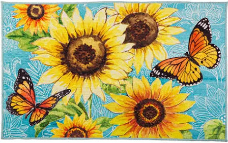 Butterfly and Sunflowers Indoor/Outdoor Mat
