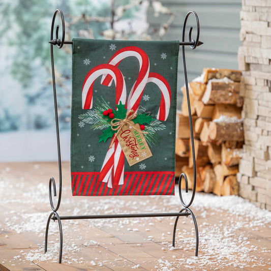 Candy Cane Burlap Garden Flag