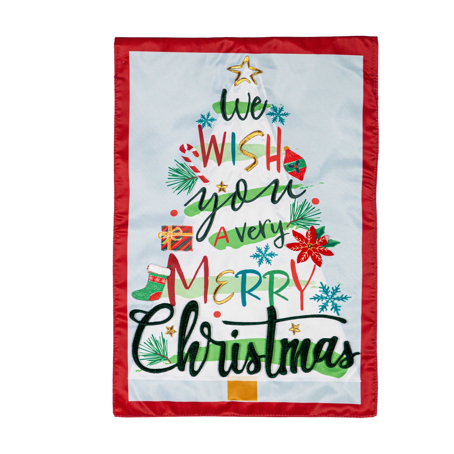 We Wish You a Merry Christmas Applique Garden Flag