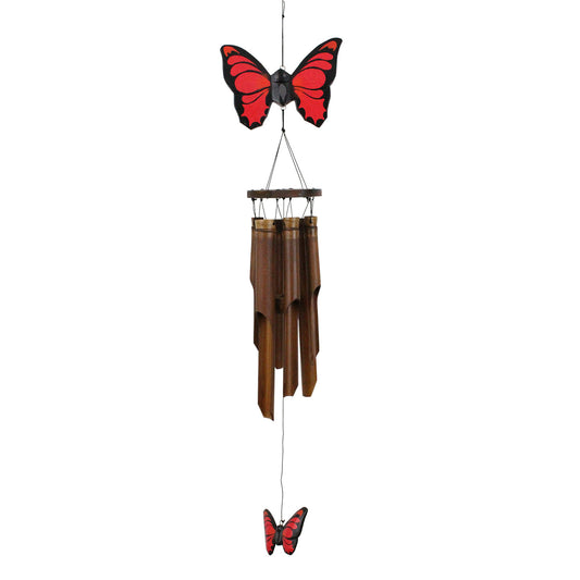 Cohasset Red Butterfly Bamboo Wind Chime