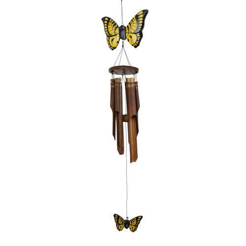 Cohasset Yellow Butterfly Bamboo Wind Chime
