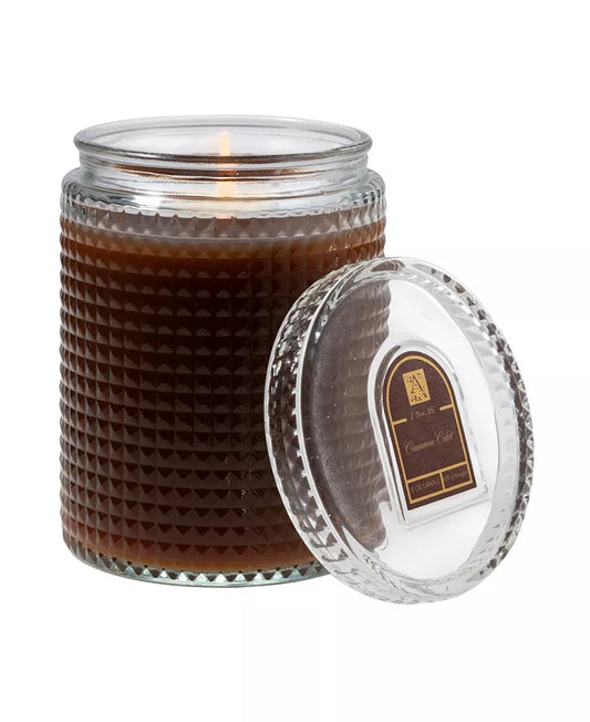 AROMATIQUE Cinnamon Cider Textured Glass 15 oz Scented Jar Candle w/Lid