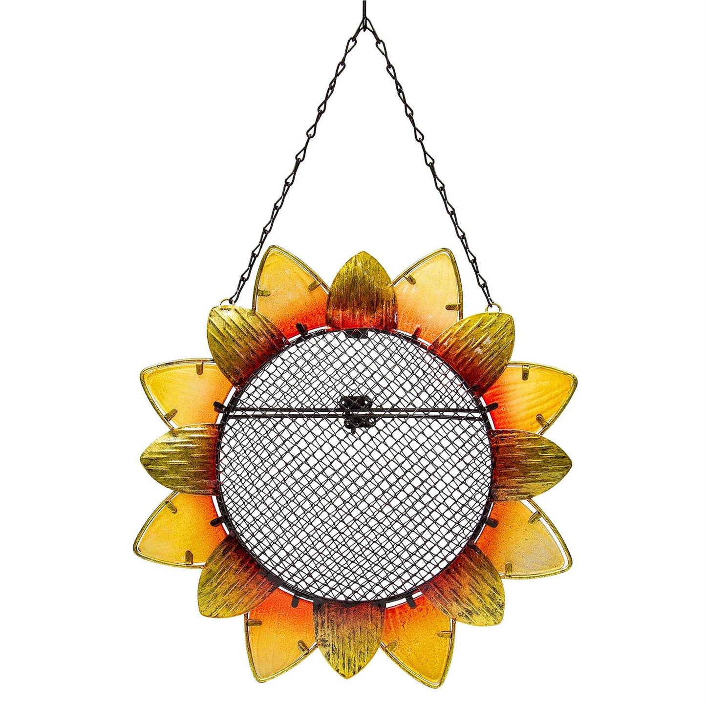 Petal & Plow Birdfeeder, Metal and Glass Sunflower