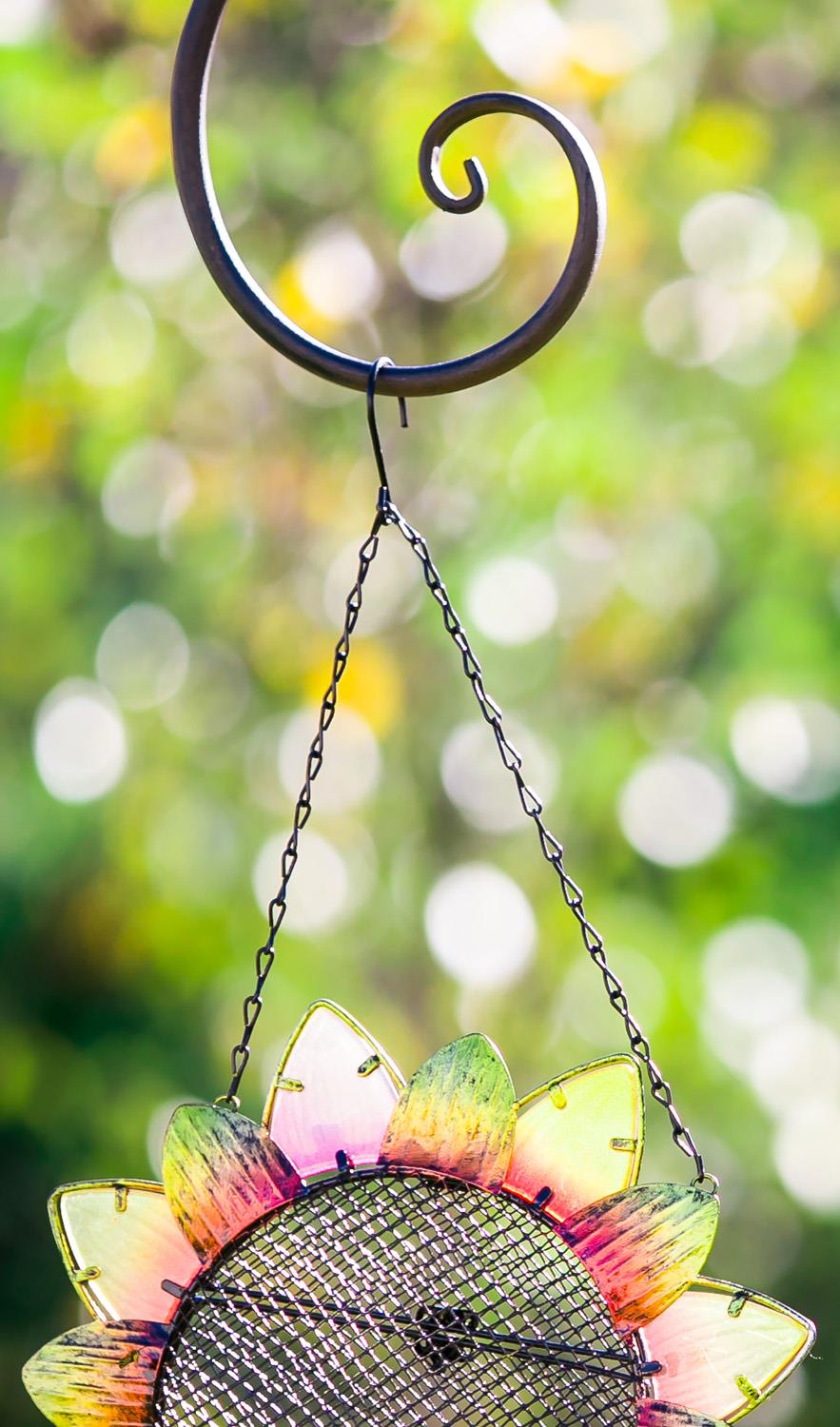 Petal & Plow Birdfeeder, Metal and Glass Sunflower