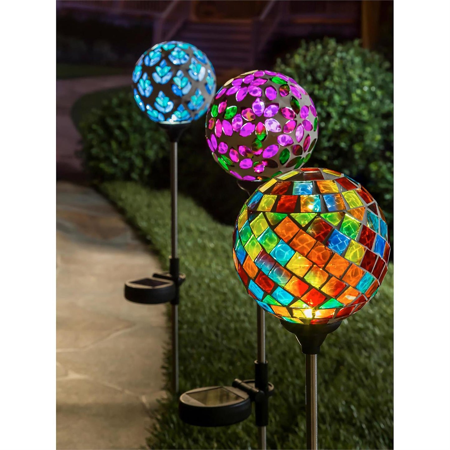 What She Shed Garden Stake, Solar Mosaic Globe Garden Stakes, 22"H
