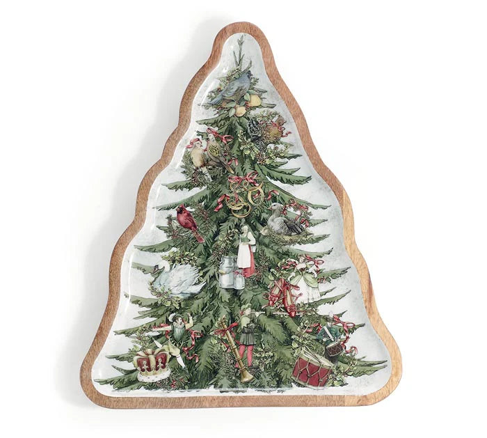 12 DAYS OF CHRISTMAS TREE WOODEN TRAY