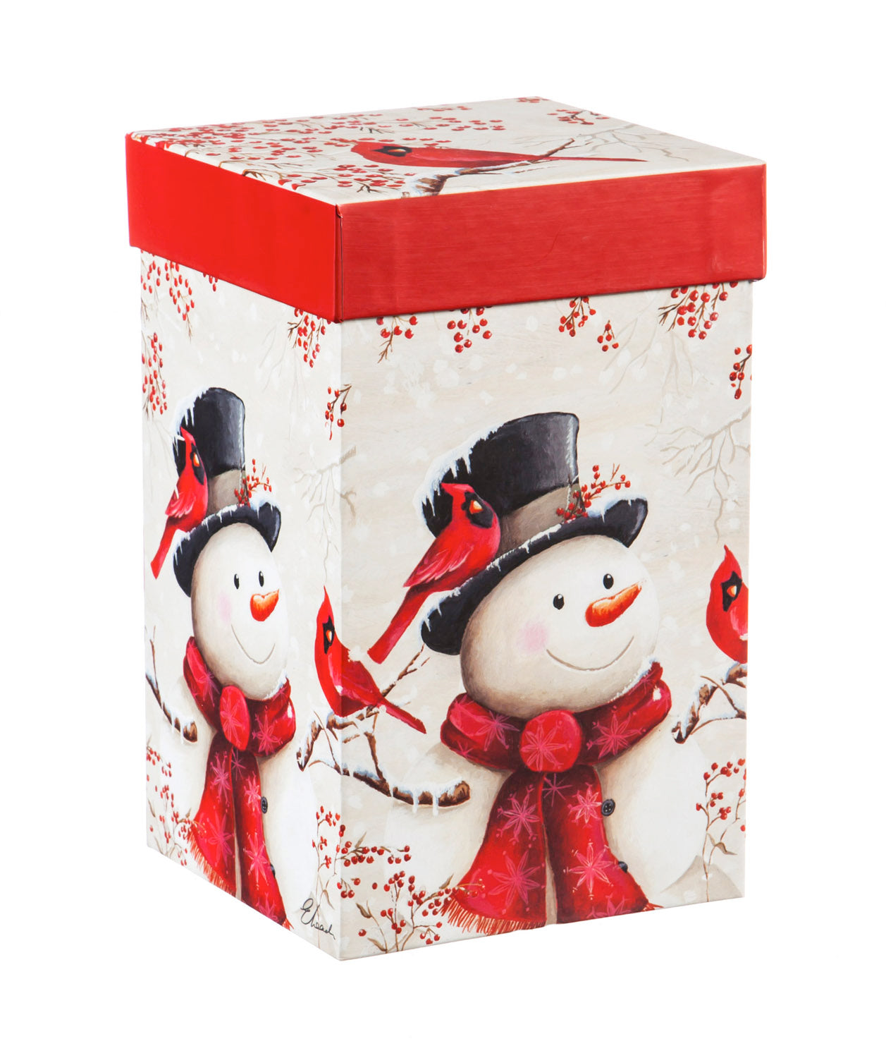 Ceramic Travel Cup w/ box, 17 OZ., Snowman & Cardinal