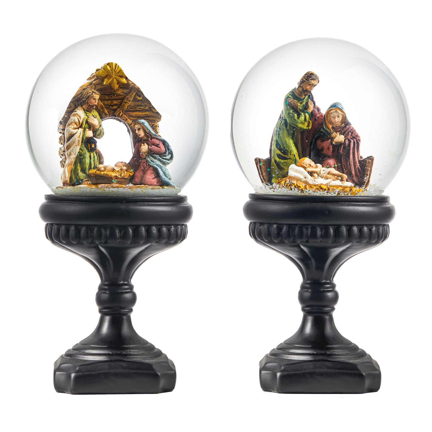 Resin Nativity Water Globe on Pedestal