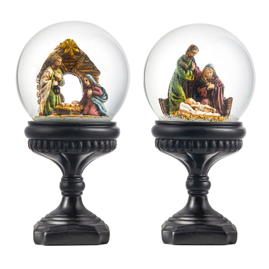 Resin Nativity Water Globe on Pedestal