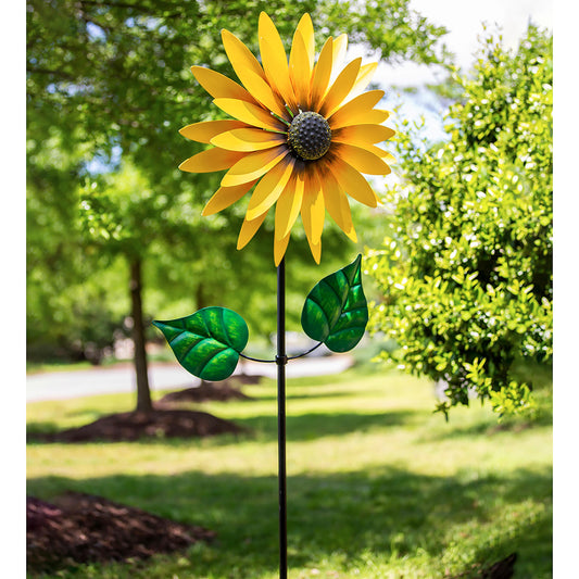 Petal & Plow Wind Spinner, Sunflower Statement Wind Spinner, 75"H