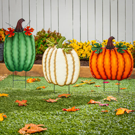 Pumpkin Patch Metal Garden Stake, 22"H
