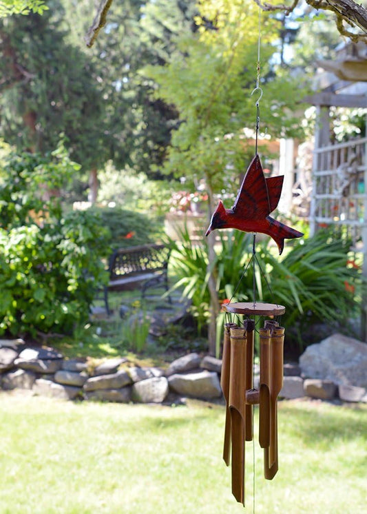 Cohasset Glossy Finish Cardinal Bamboo Wind Chime