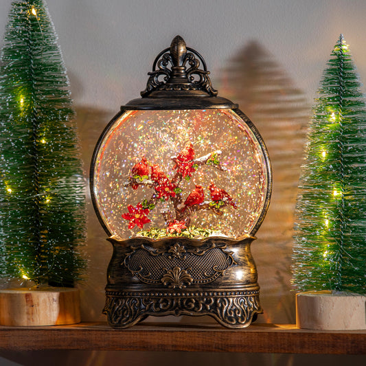 Joyful Traditions LED Table Decor Cardinal on Branches Antique Water Lanter, 10.5"