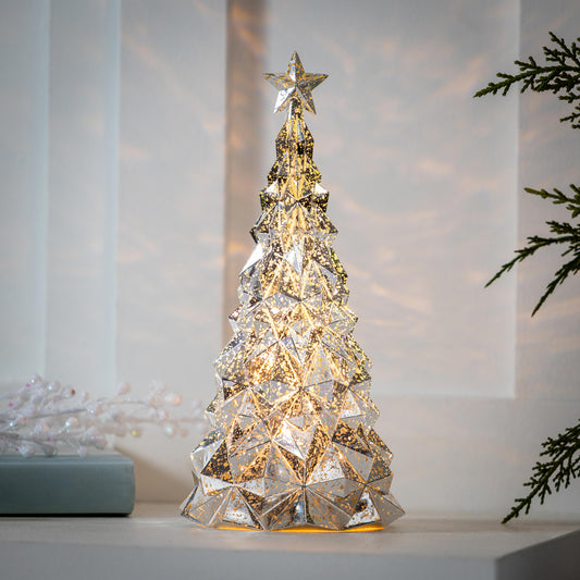 Season to Sparkle LED Table Decor Christmas Tree Acrylic Lantern, 9.75"H