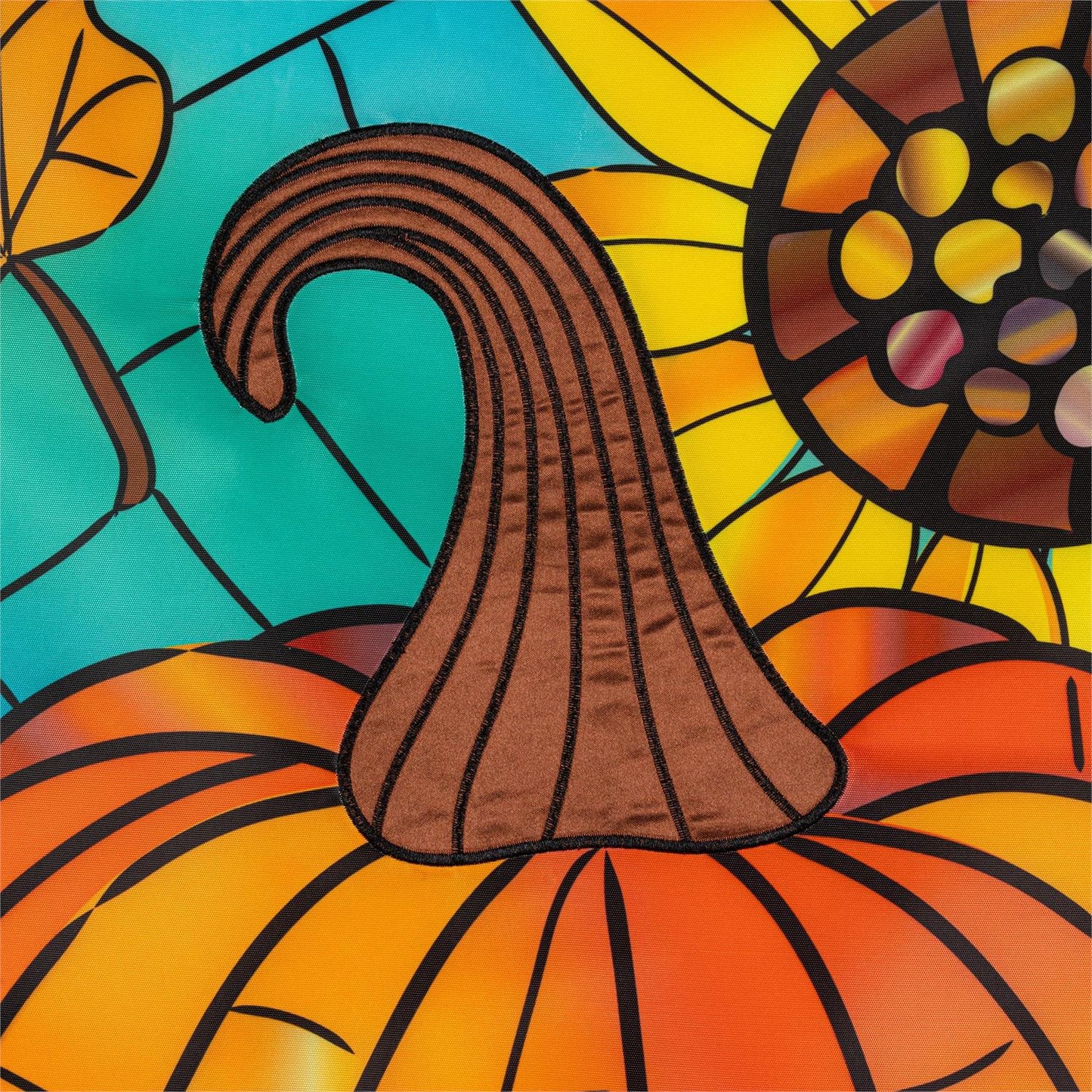 Fall Pumpkin Stained Glass Applique Flag, House