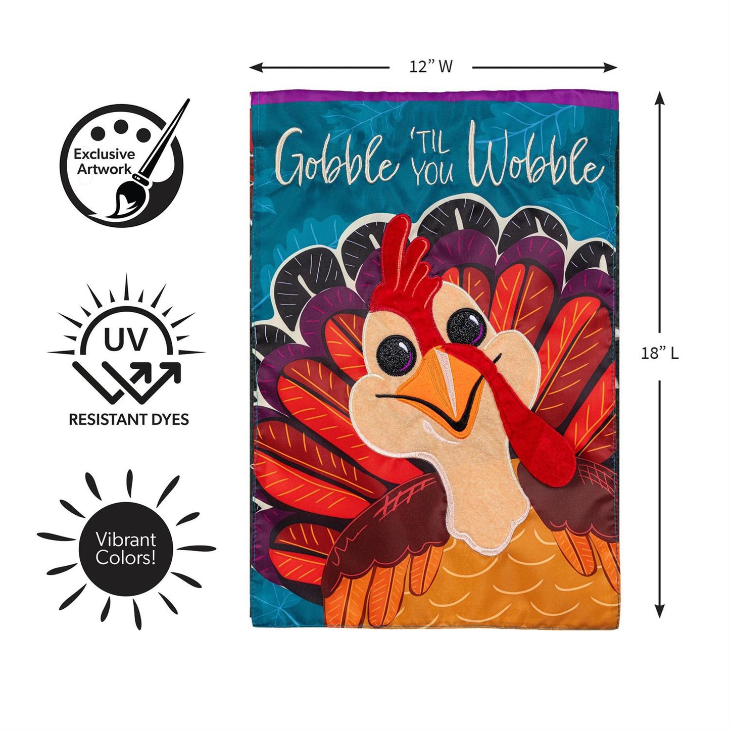 Gobble Til You Wobble Applique Flag, Garden