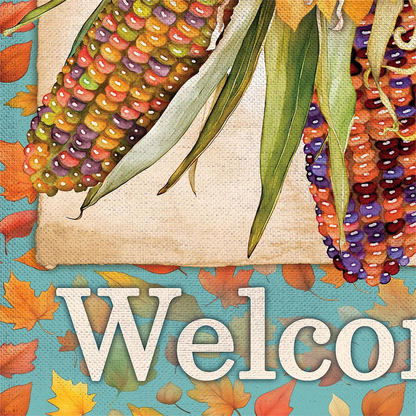 Jeweled Fall Maize Burlap Flag, Garden